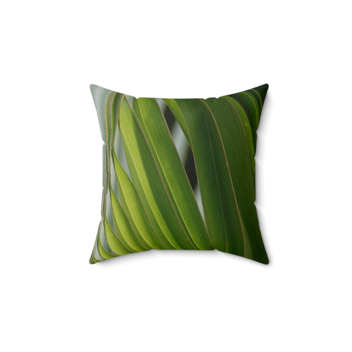 Green Palm Faux Suede Square Pillow