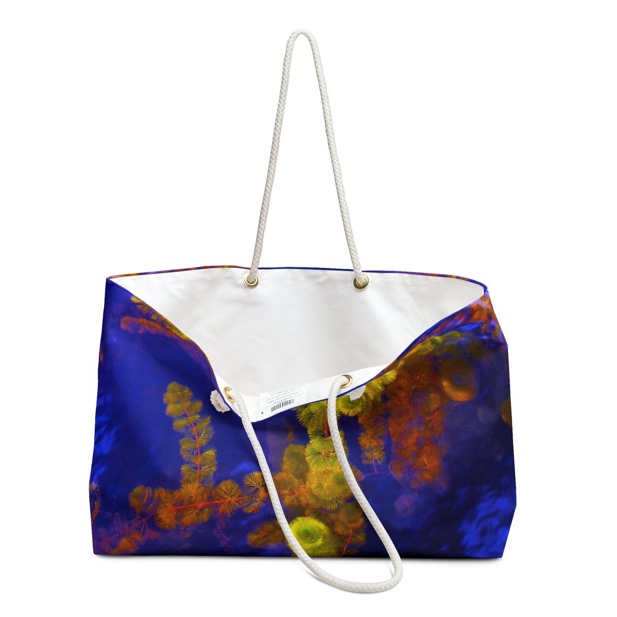 Weekender Bag Yellow and Purple Organic Shapes by Kim A Bailey
