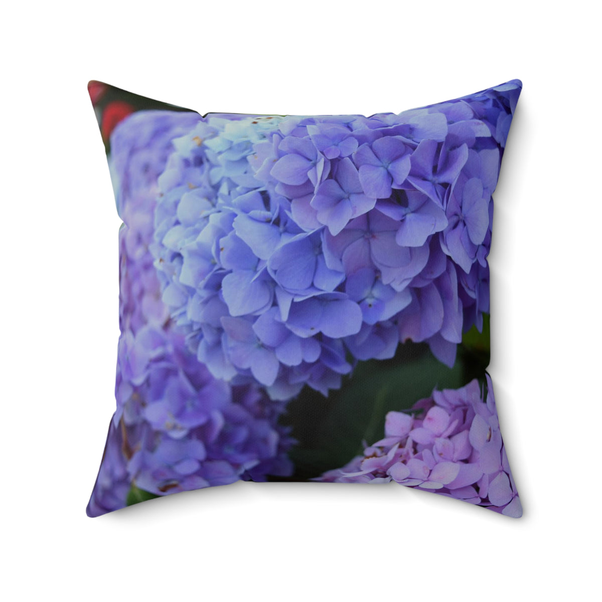 Blue Hydrangeas Faux Suede Square Pillow