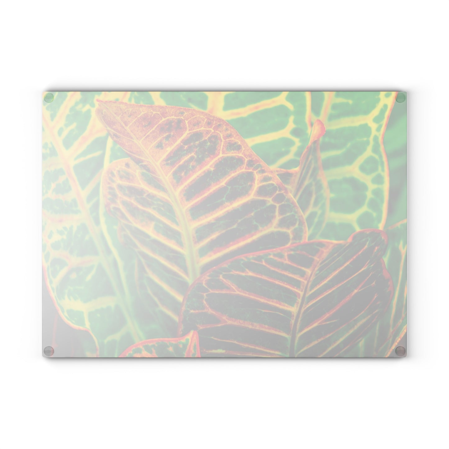 Tropical Croton Leaves Glass Cutting Board - Botanical Kitchen Décor