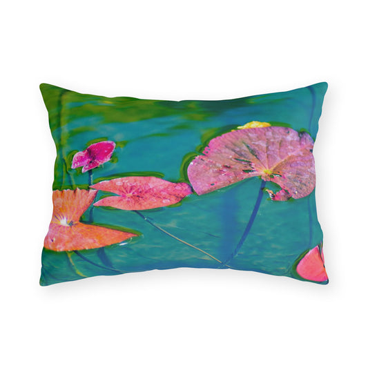 Outdoor Pillow "Water Lily Leaves (Pink and Green)" Choice of 4 sizes