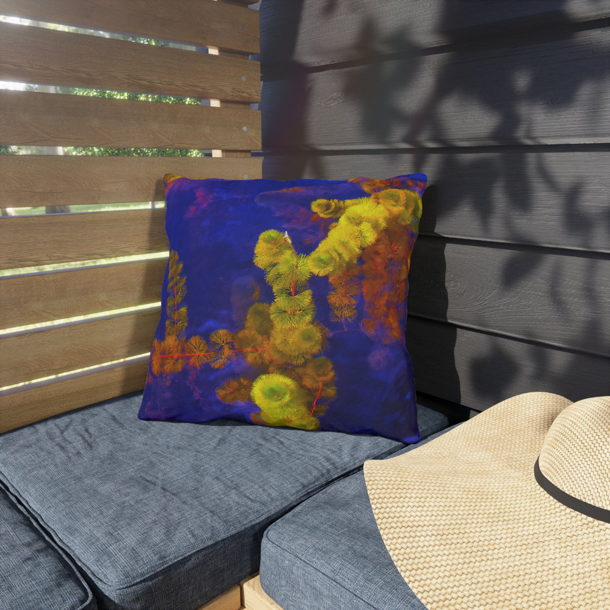 Outdoor Pillow "Purple and Yellow" Choice of 4 sizes