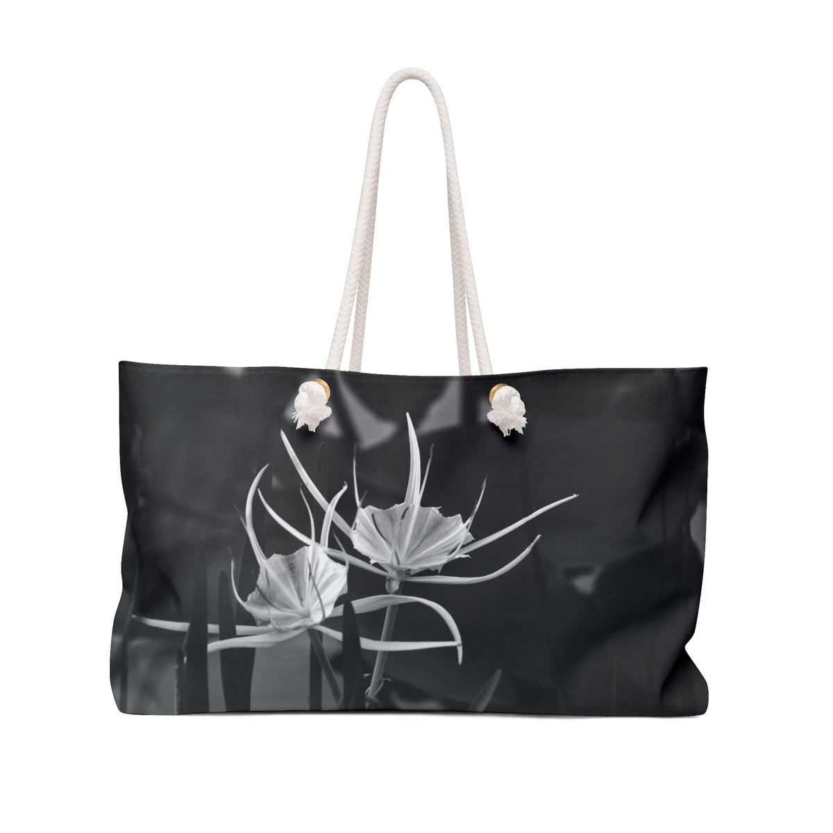 Weekender Bag, Black and White Alligator Lily by Kim A Bailey