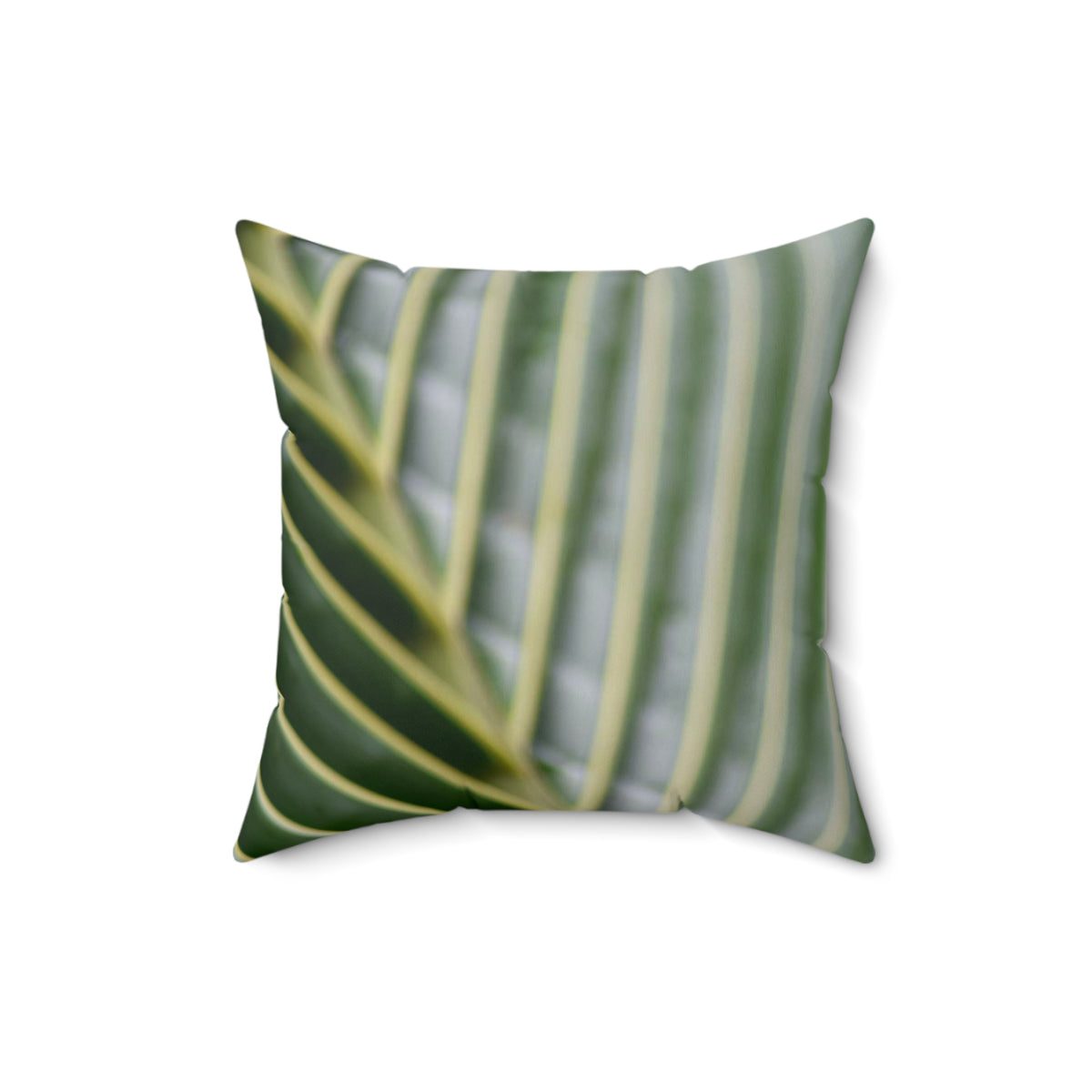 Green Palm Faux Suede Square Pillow