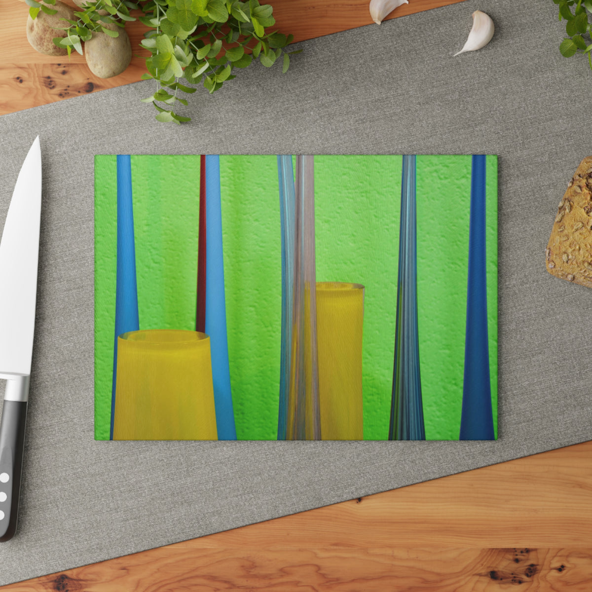 Modern Glass Vases Glass Cutting Board - Abstract Colorful Kitchen Art