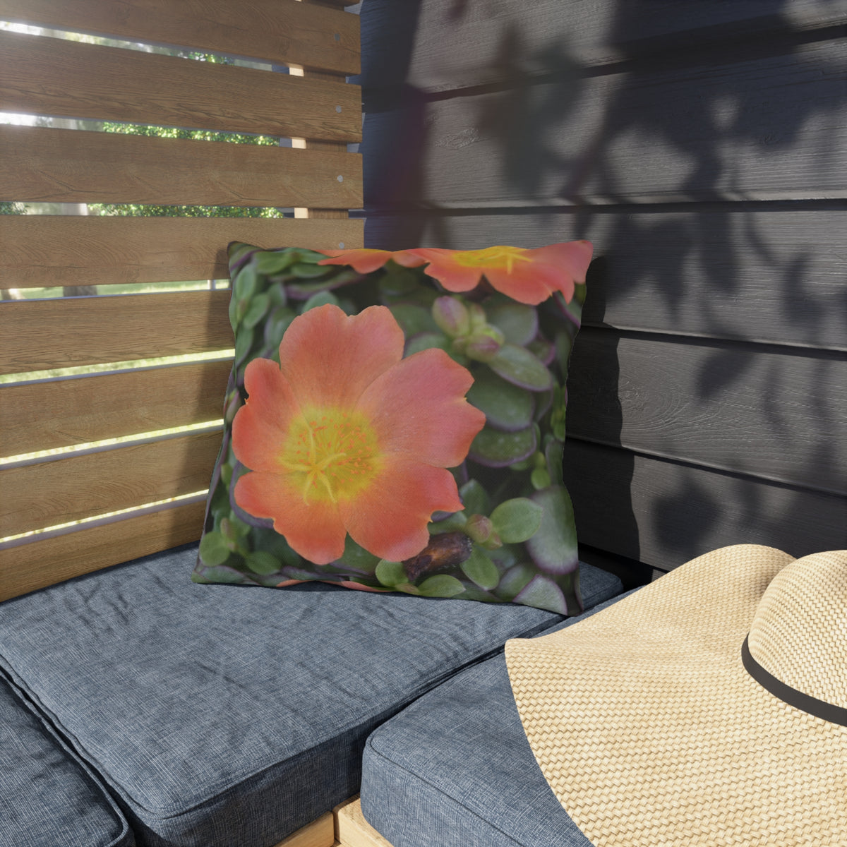 Outdoor Pillow "Orange Flower" Choice of 4 sizes