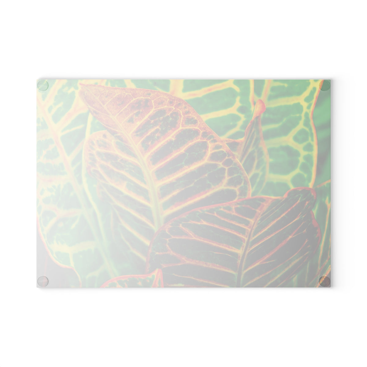 Tropical Croton Leaves Glass Cutting Board - Botanical Kitchen Décor