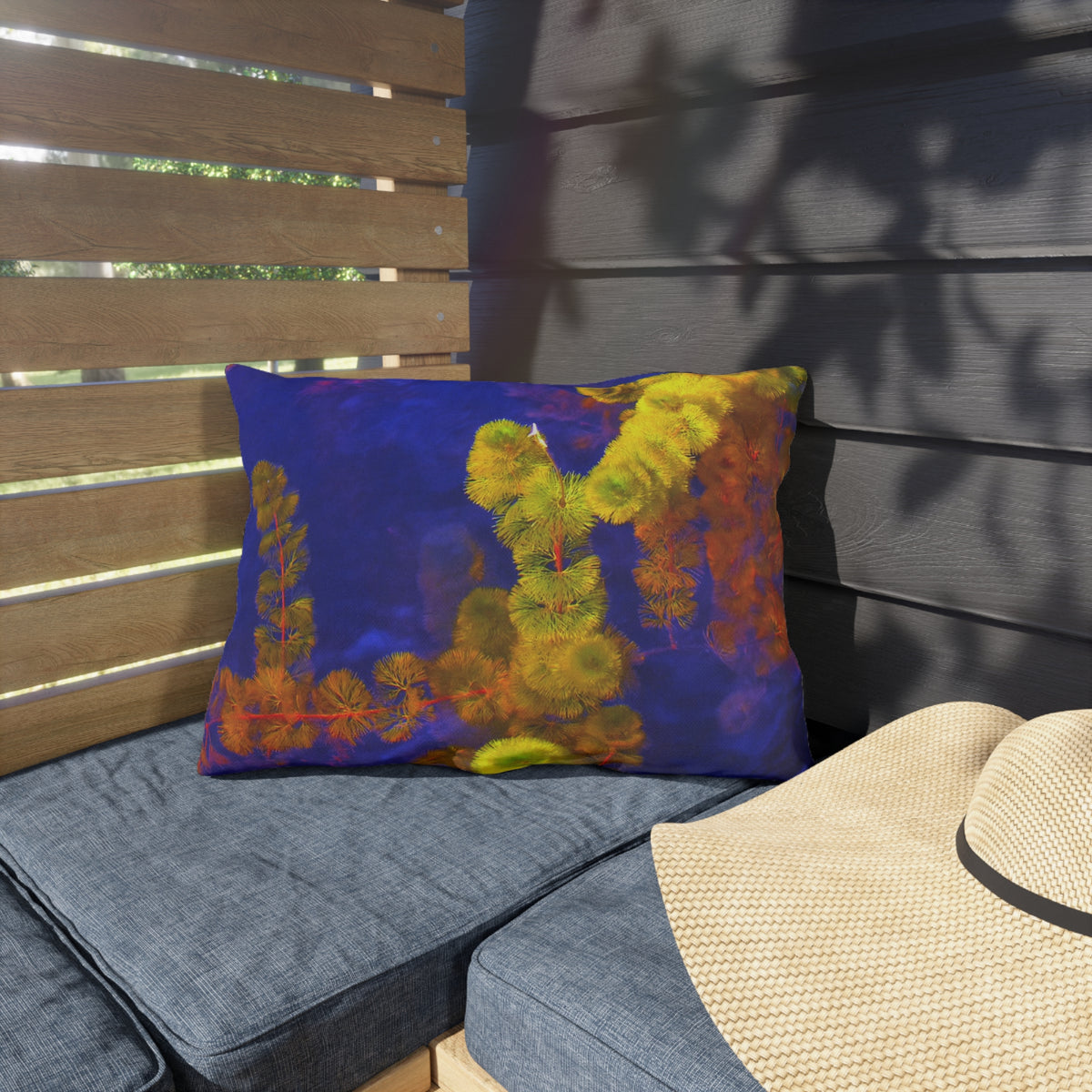 Outdoor Pillow "Purple and Yellow" Choice of 4 sizes