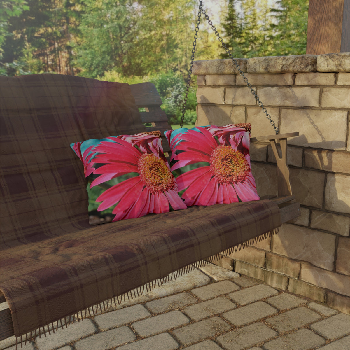 Outdoor Pillow "Pink Daisies" Photograph by Kim A. Baile - Choice of 4 sizes