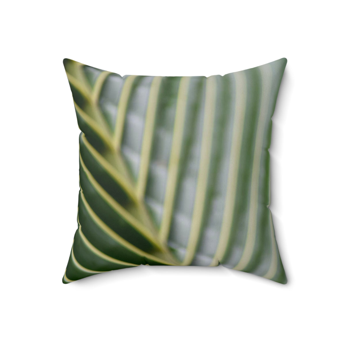 Green Palm Faux Suede Square Pillow