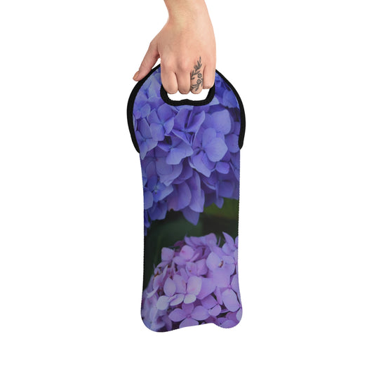 Wine Tote Bag, "Blue Hydrangeas" Photograph by Kim A. Bailey