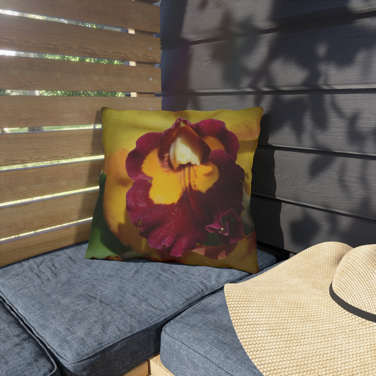 Cattleya Orchid Outdoor Pillow by Kim A. Bailey - Choice of 4 sizes
