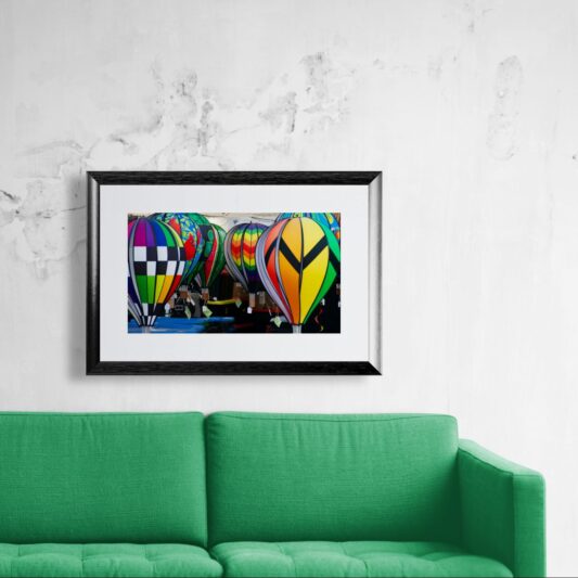 Air_Balloon_Decor Original Photograph by Kim A. Bailey Over a Green Sofa