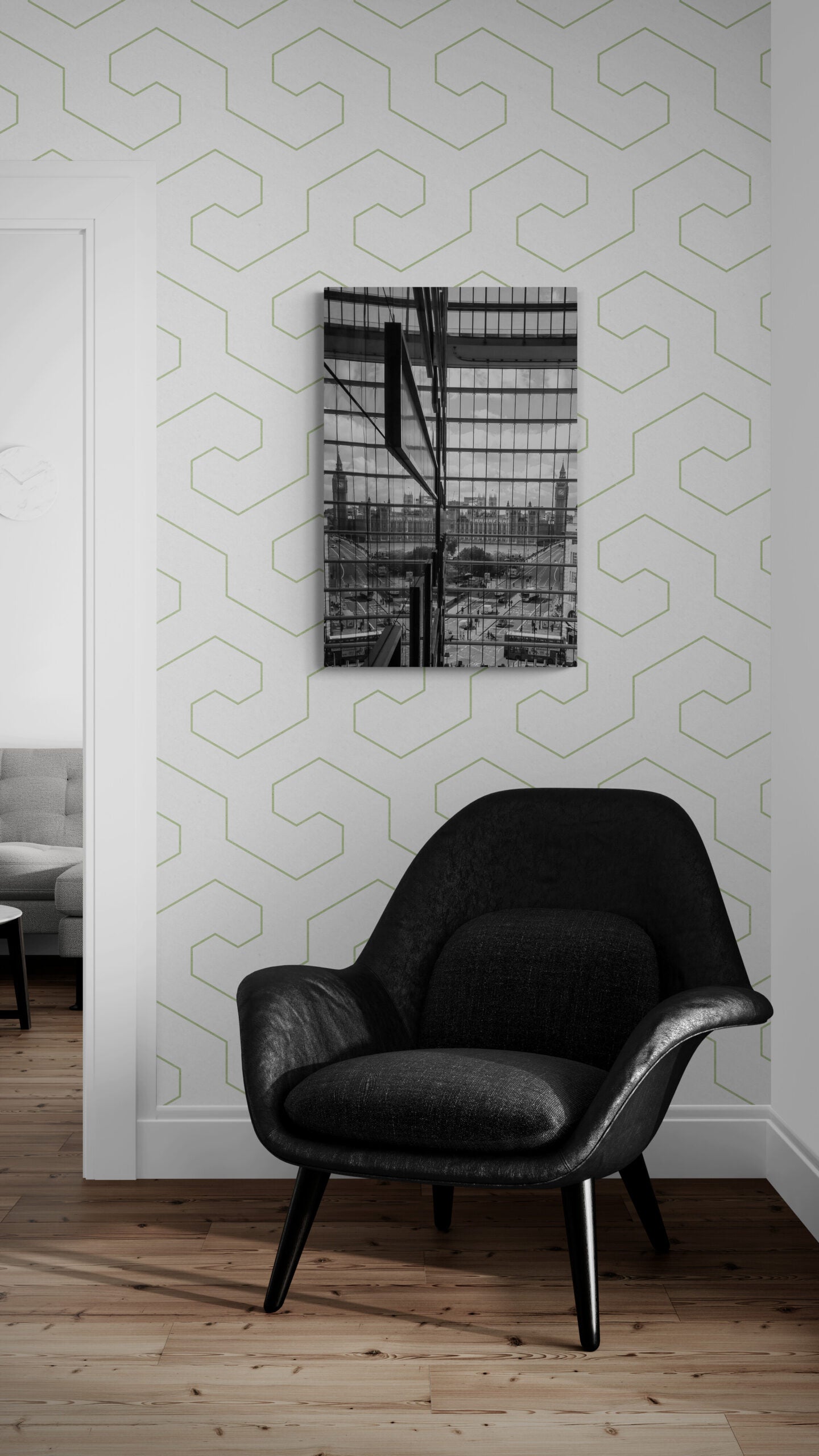 Big-Ben-BW Original Photograph by Kim A. Bailey Over a modern-Leather Chair