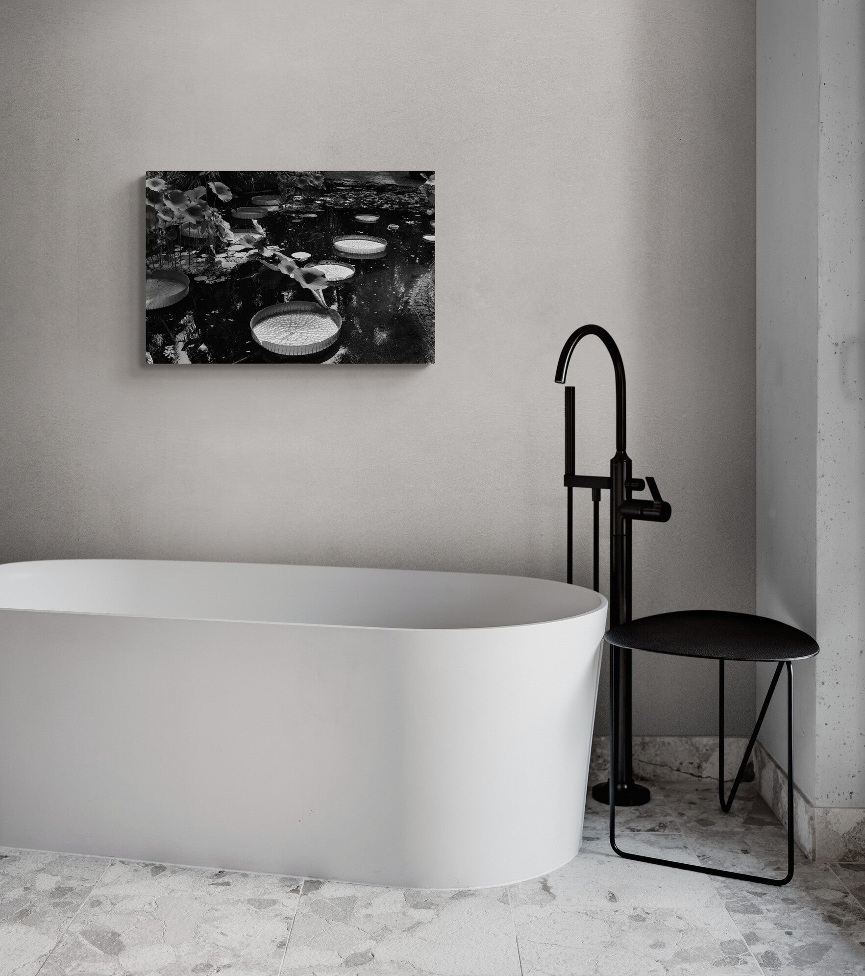 Black and White Giant Lily Pads, Original Photograph by Kim A. Bailey