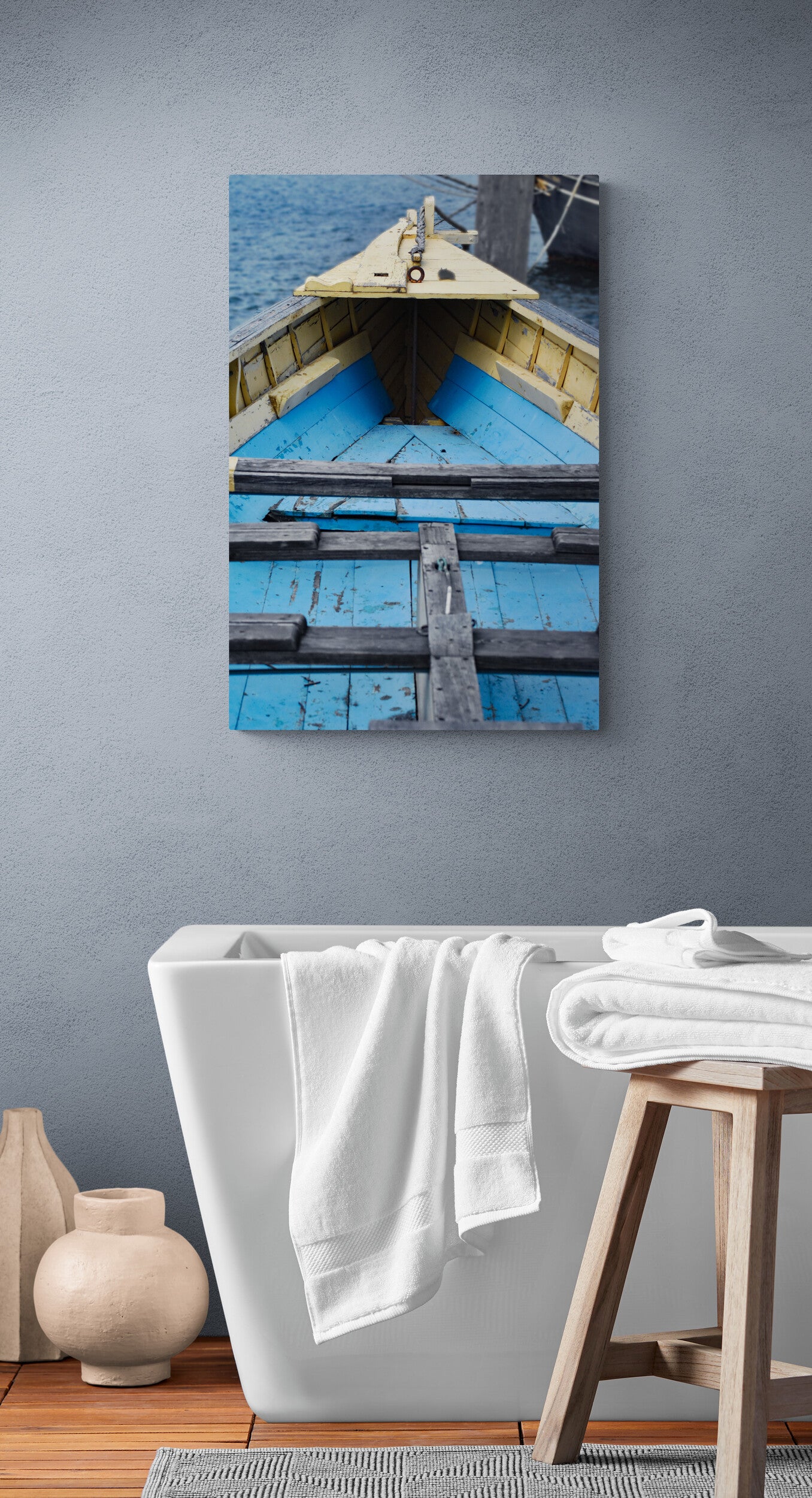  Blue and Yellow Boat Original Photograph by Kim A. Bailey