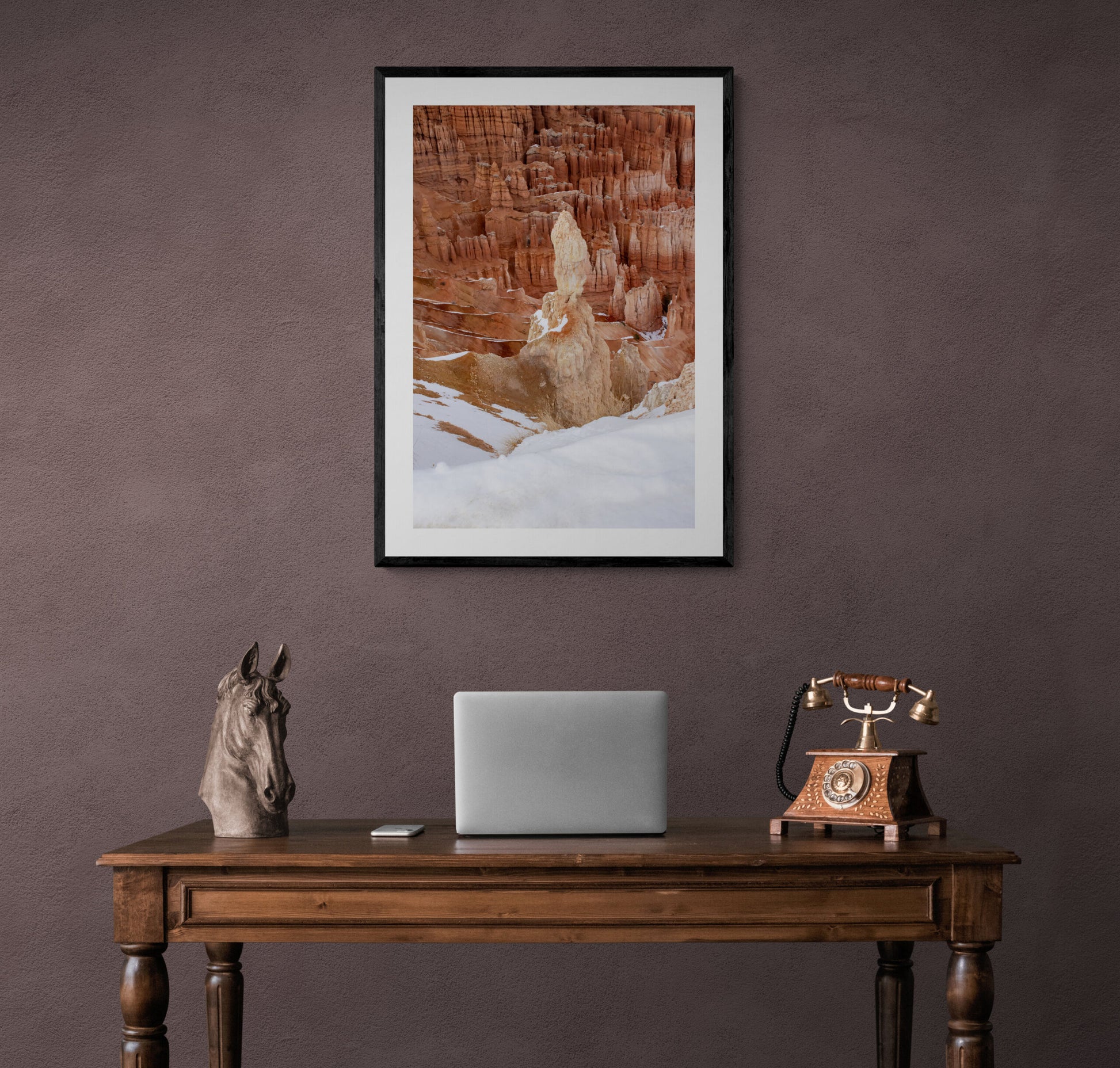 Bryce-Canyon-after-Snow Original Photograph by Kim A. Bailey over a traditional desk