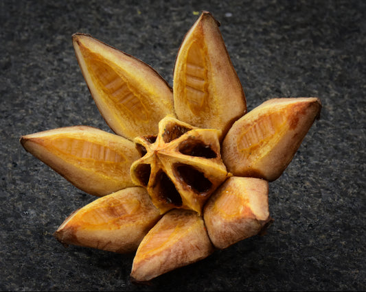 Star-shaped fruit with a dark background