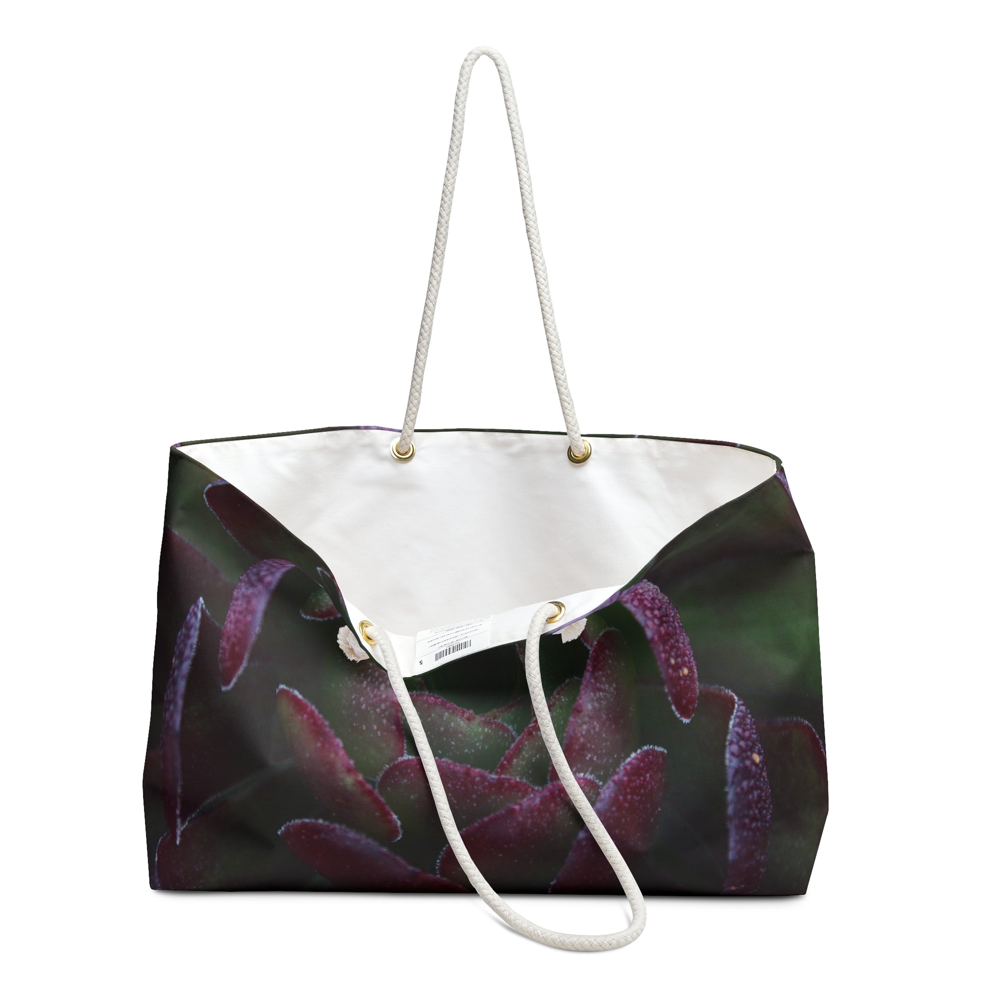 Dark Succulent Weekender Tote Bag Open