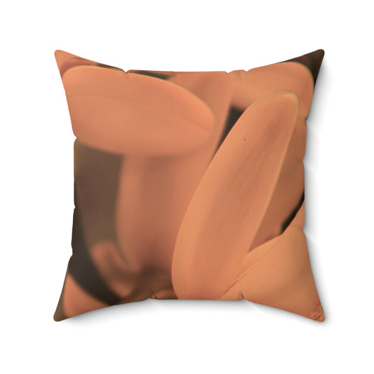 Decorative pillow with abstract brown design on a white background
