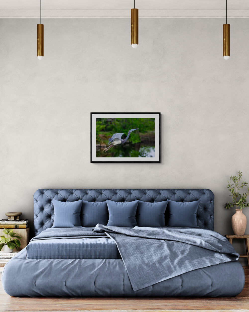 Flying-Heron- Original Photograph by Kim A. Bailey Hanging over a bed
