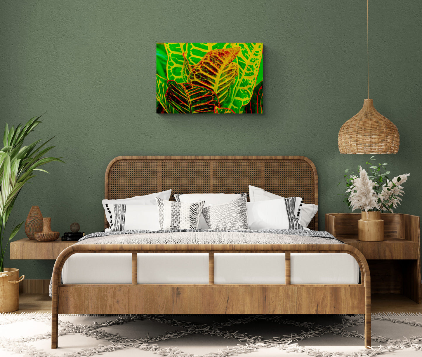 Green-Croton Original Photograph by Kim A. Bailey hanging in a bedroom