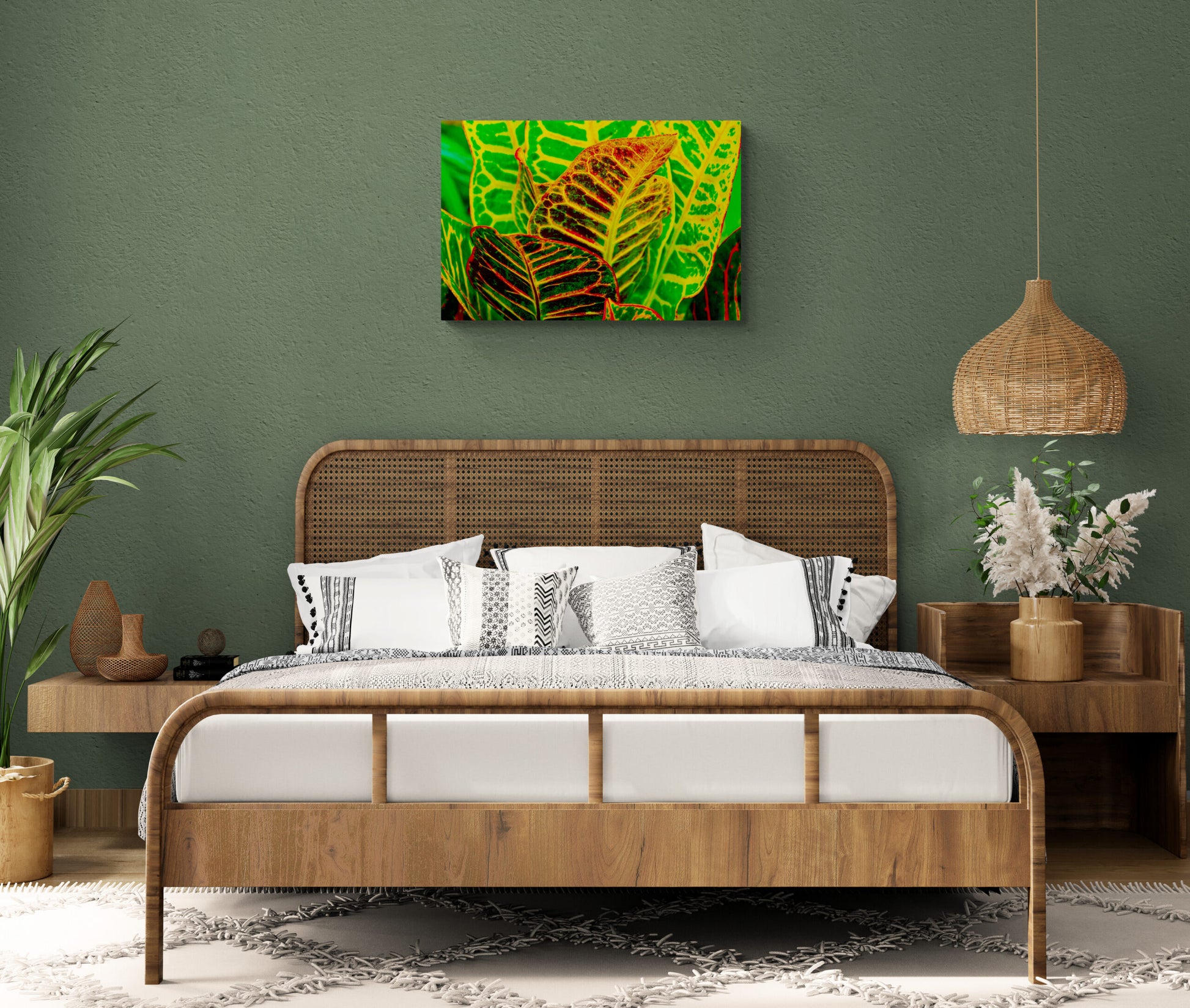 Green-Croton Original Photograph by Kim A. Bailey hanging in a bedroom