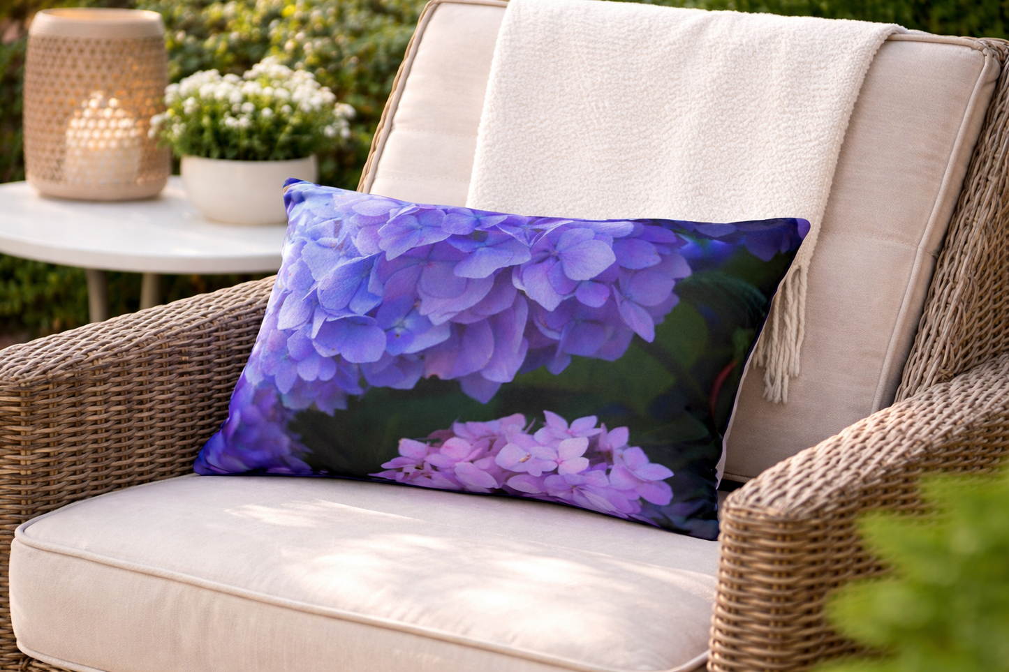 Outdoor Pillow "Hydrangeas" by Kim A. Bailey Choice of 4 sizes