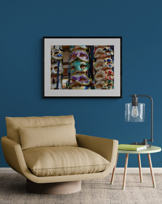 Italian_Masks_Original_Photograph_by_Kim_A._Bailey Hanging on the Wall in a contemporary setting