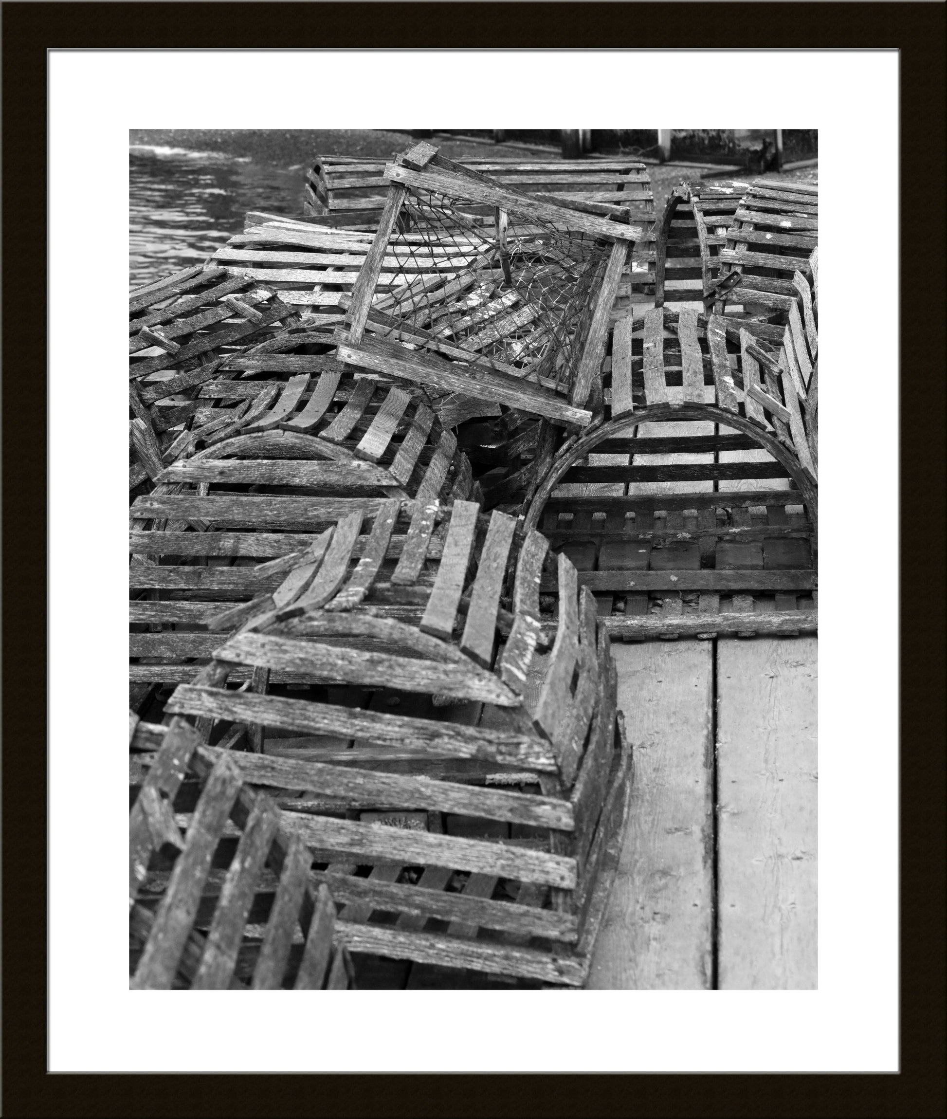 Lobster Traps Original Black and White Photograph by Kim A. Bailey