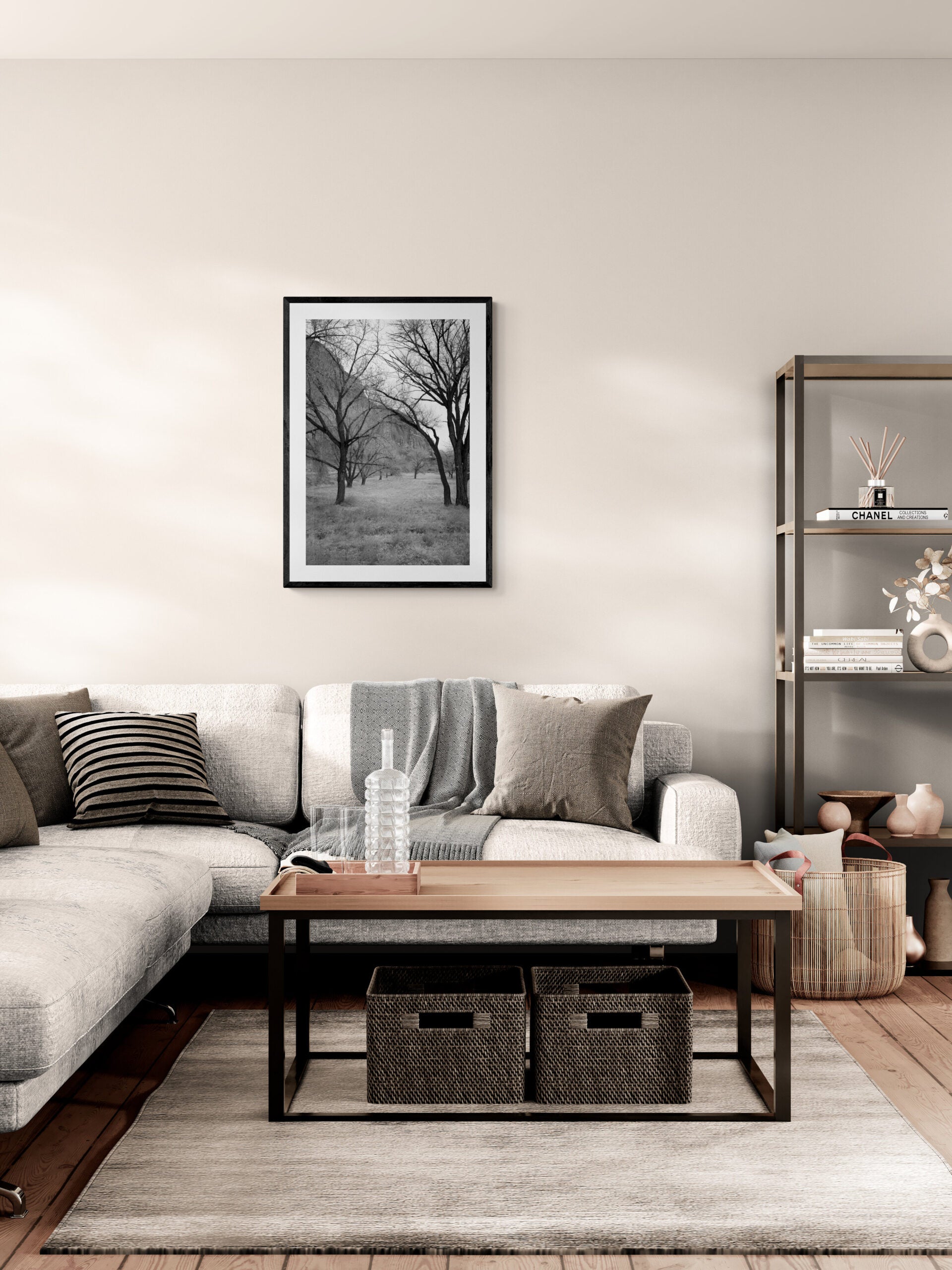 Orchard-Tree-at-Captial-Reef Original Black and White Photograph by Kim A. Bailey in a Living Room