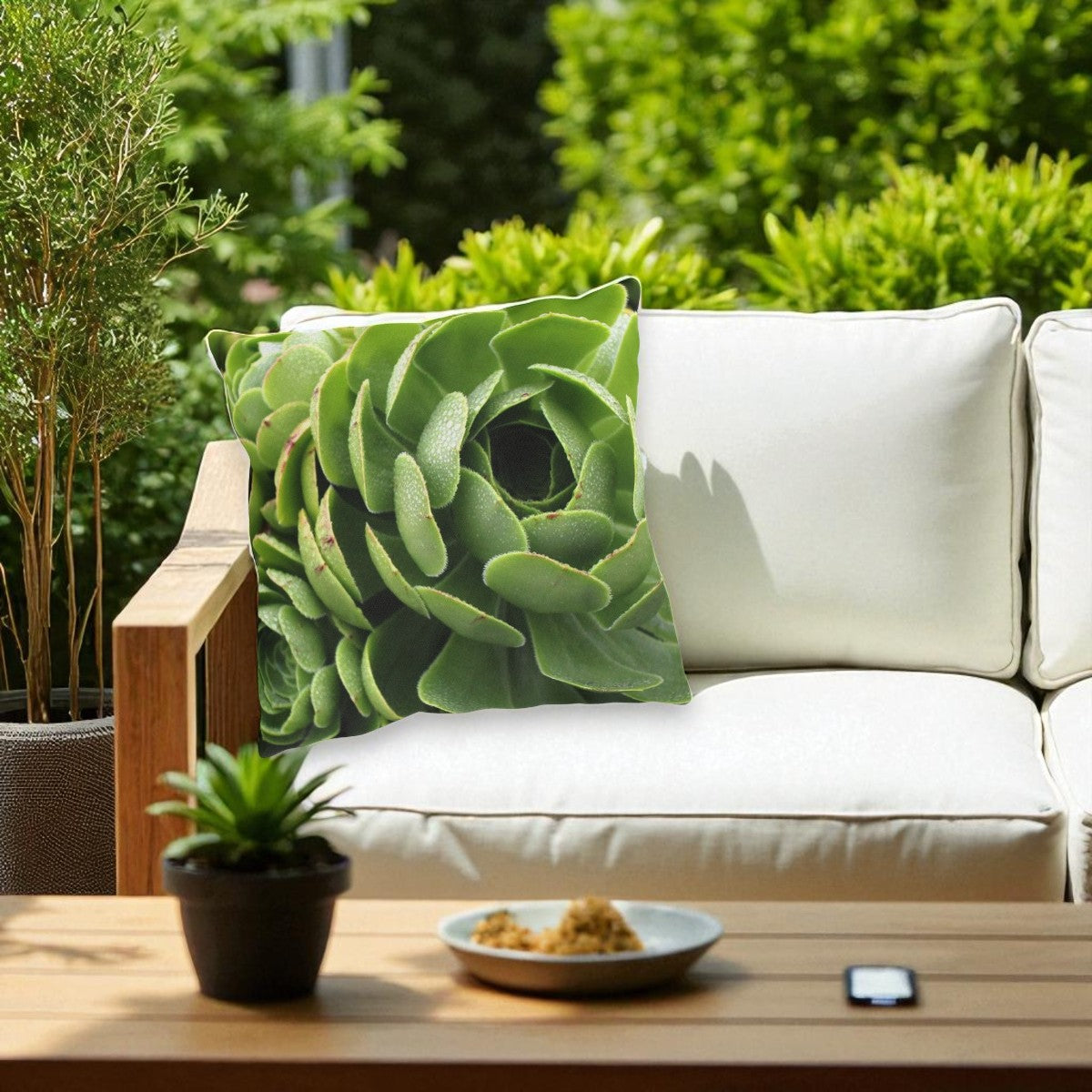 Outdoor Pillow "Green Succulents"  Choice of 4 sizes