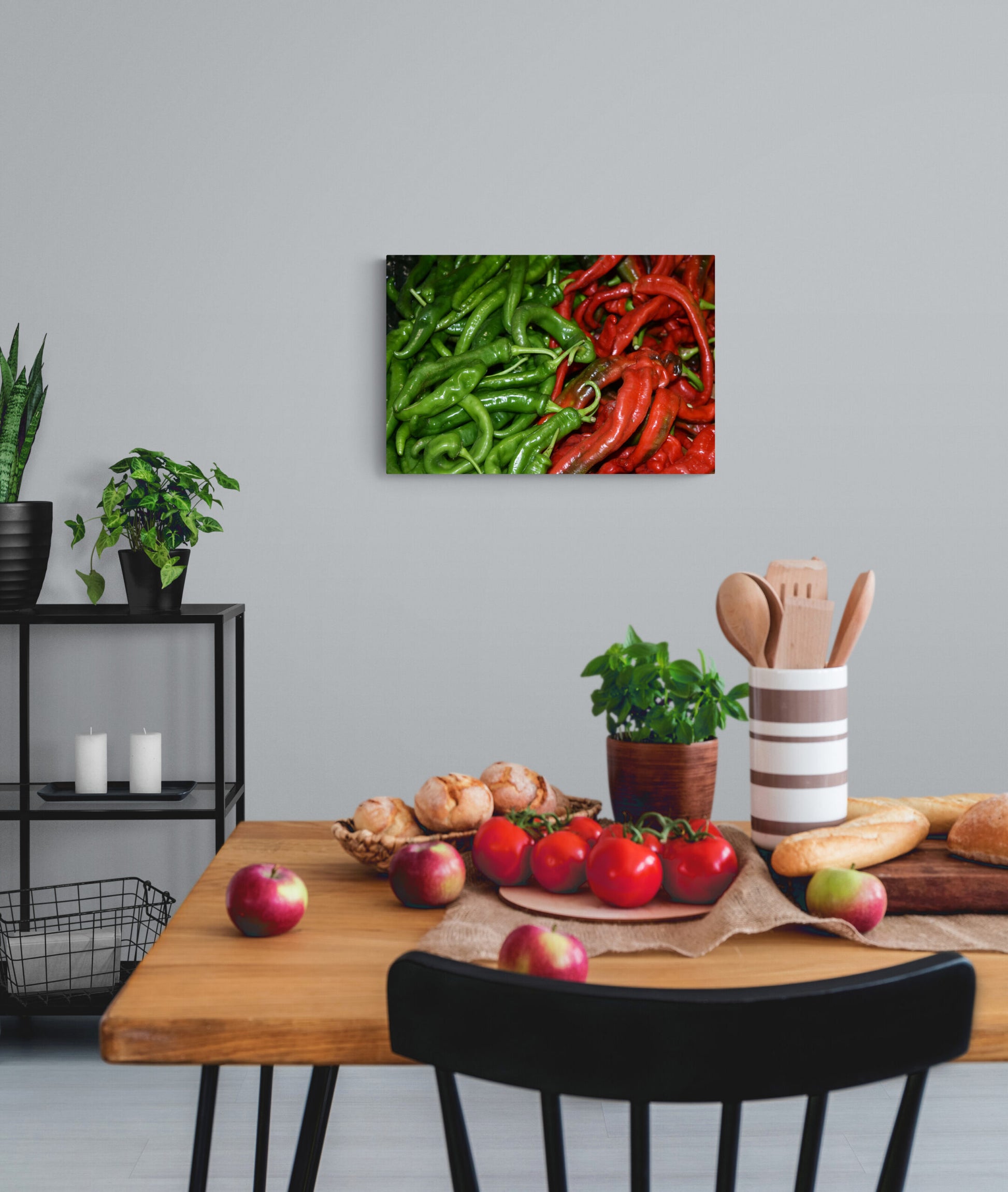 Spicy Vibes: Green and Red Chili Peppers, Abstract Wall Art, Original Photograph by Kim A. Bailey