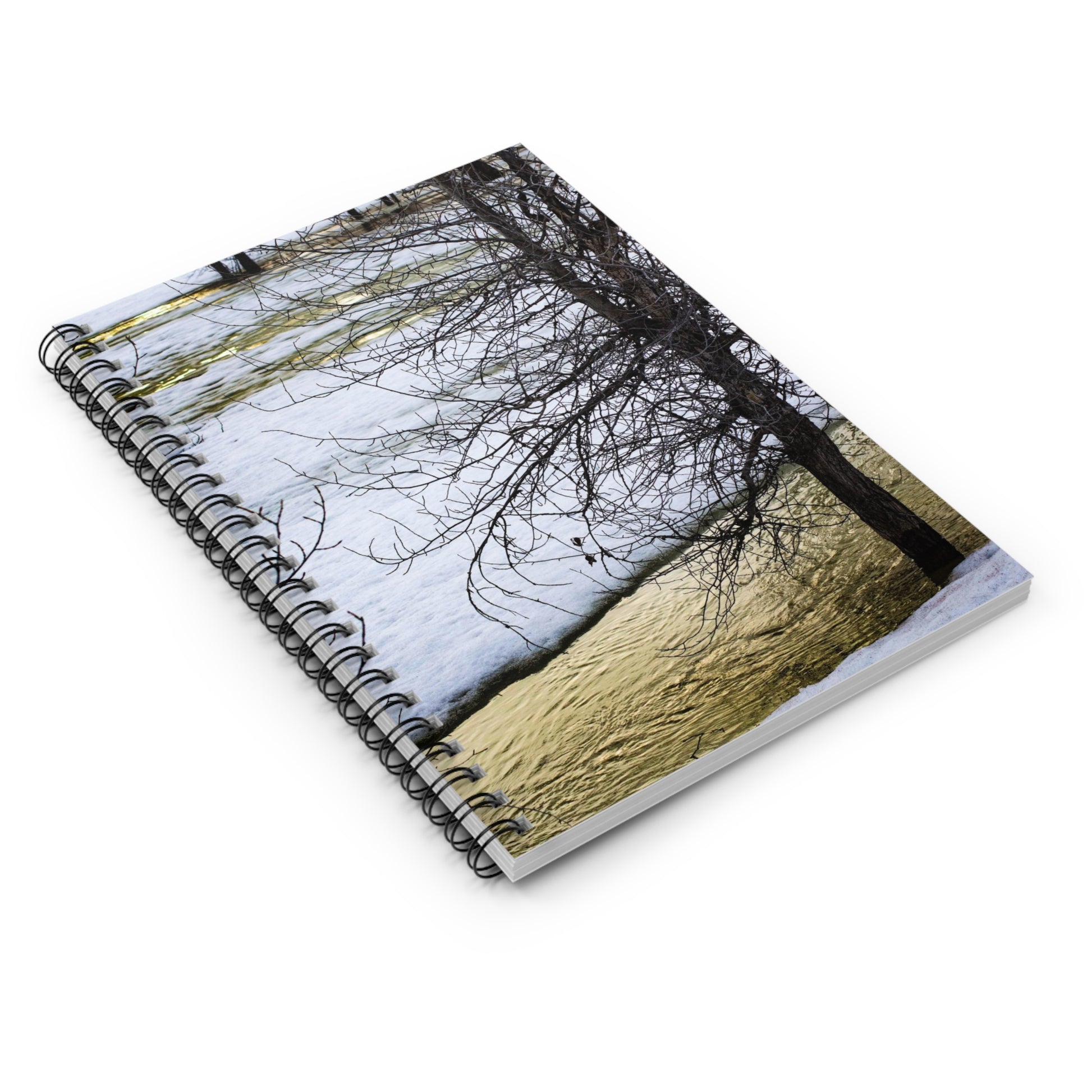 Spiral Notebook or Journal - Ruled Line - "Tree is Snow by Yellow River" by Kim Bailey