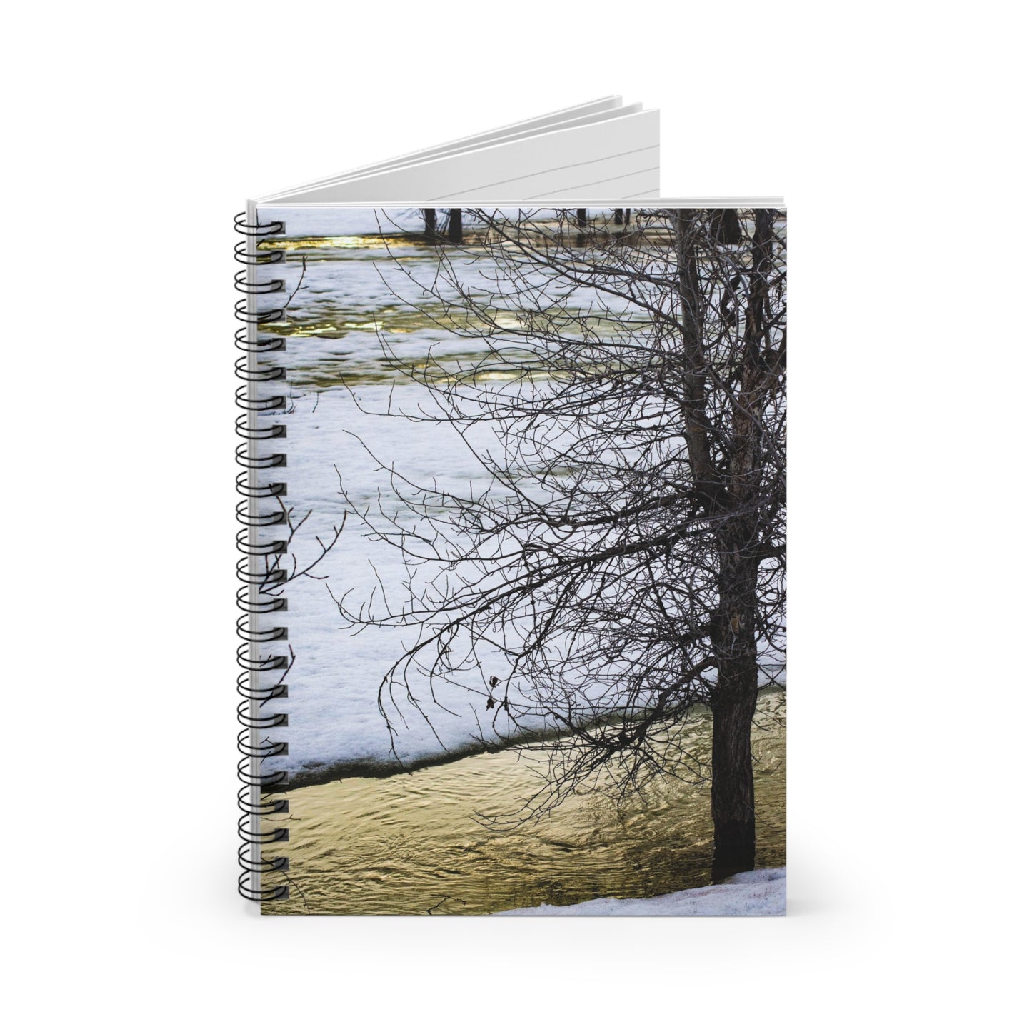 Spiral Notebook or Journal - Ruled Line - "Tree is Snow by Yellow River" by Kim Bailey