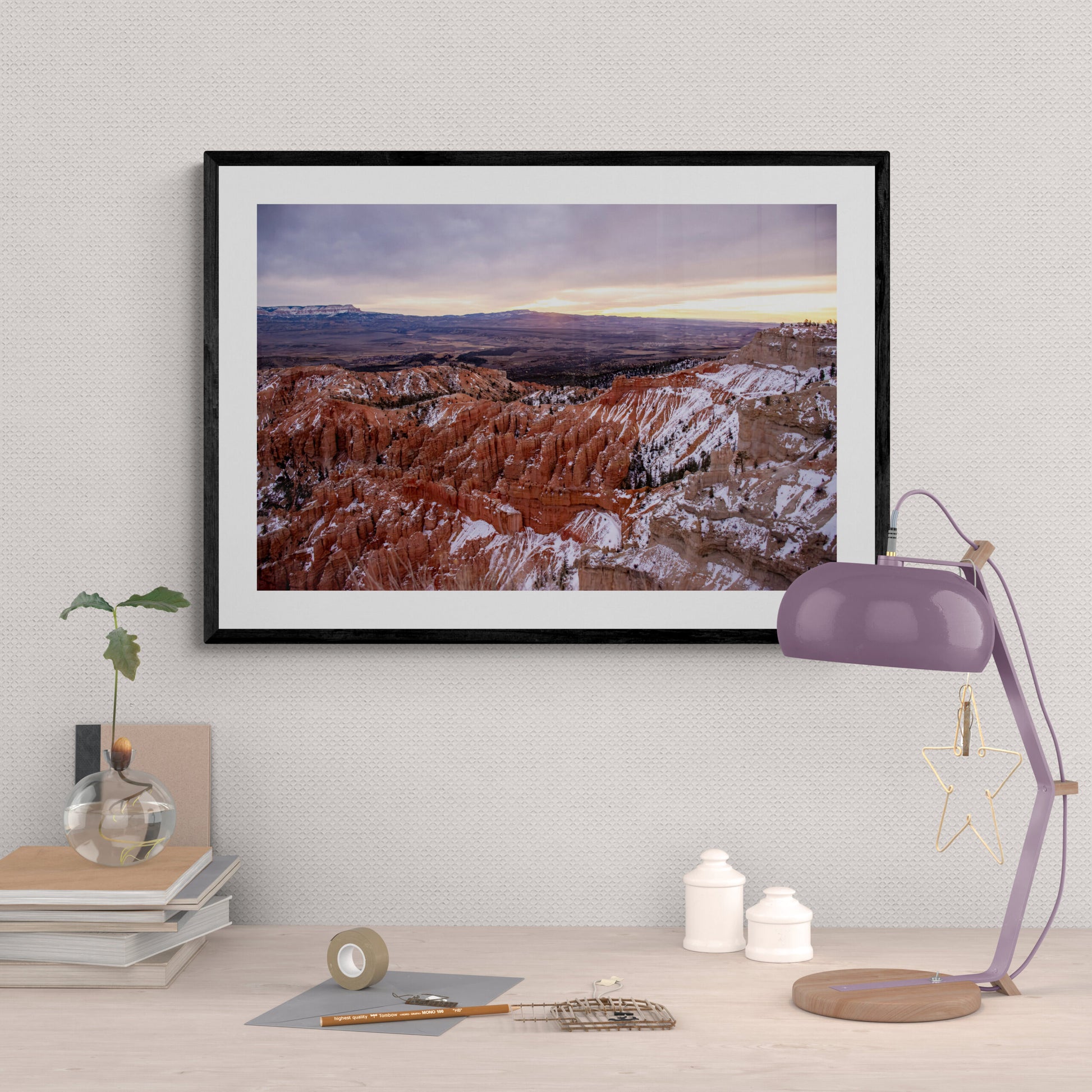 Sunrise-Over-Bryce-Canyon Original Photograph by Kim A. Bailey over a desk