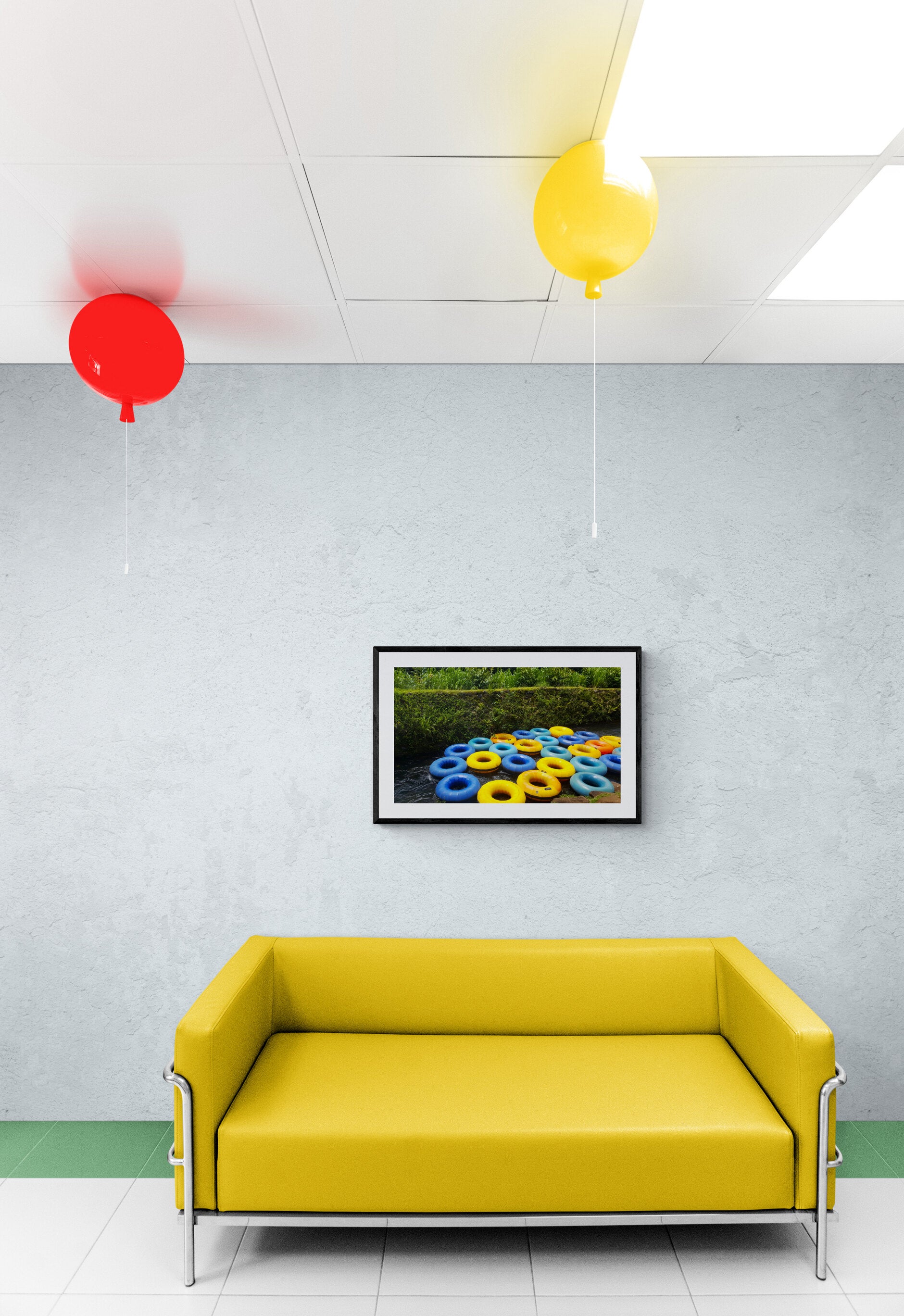 Yellow_and_Blue_Tubes Original Photograph by Kim A. Bailey in a party room