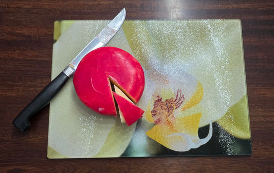 Yellow Orchid Glass Cutting Board - Floral Kitchen Decor