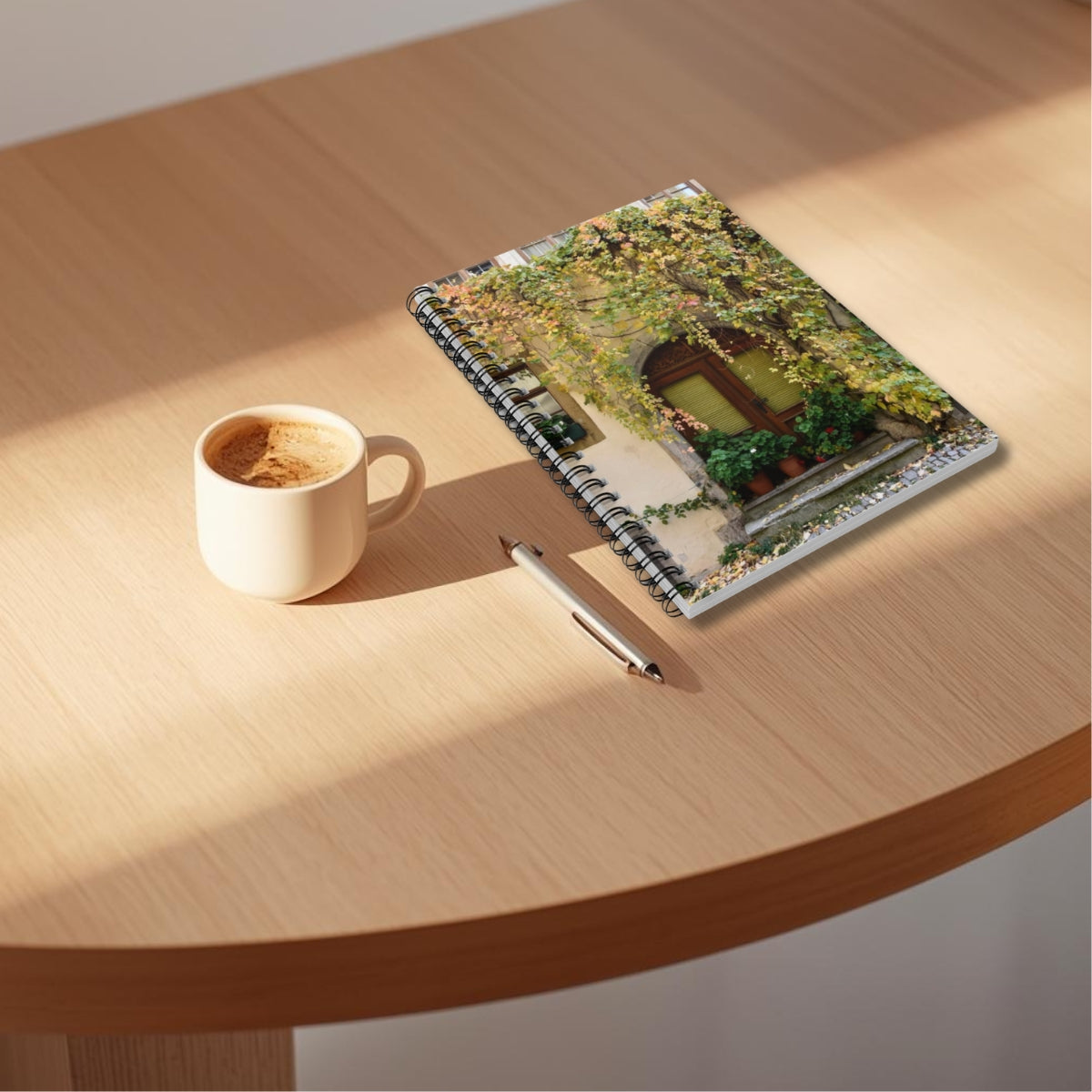 Spiral Notebook "Vines Over Door" Photograph by Kim A. Bailey - Ruled Line with Pocket