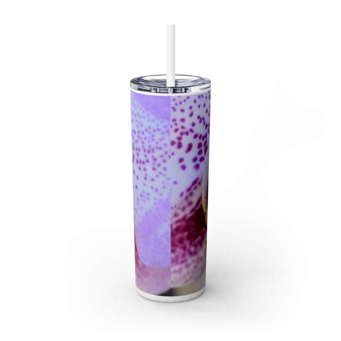 Skinny Tumbler with Straw, 20 oz. "Phalaenopsis Orchid" by Kim A. Bailey - Image 4