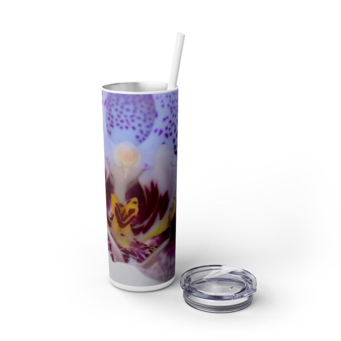 Skinny Tumbler with Straw, 20 oz. "Phalaenopsis Orchid" by Kim A. Bailey - Image 6