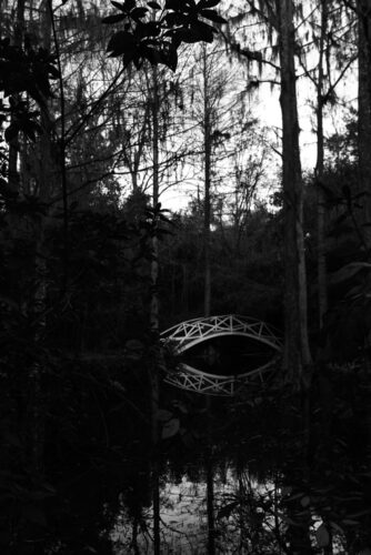 Framed Bridge at Magnolia Gardens (B/W), Original Photograph by Kim A. Bailey