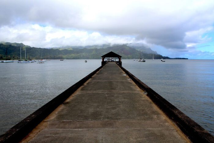 Framed Waimea Pier at Hanalei Bay, Hawaii, Original Photograph by Kim A. Bailey