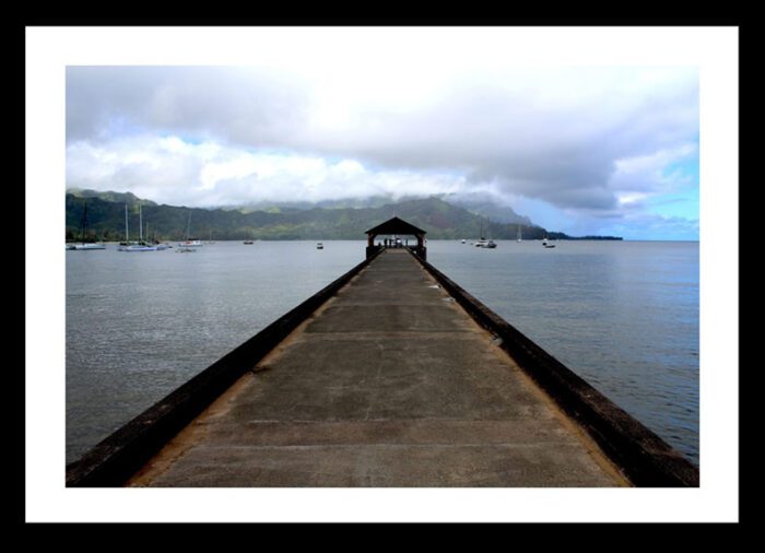 Framed Waimea Pier at Hanalei Bay, Hawaii, Original Photograph by Kim A. Bailey