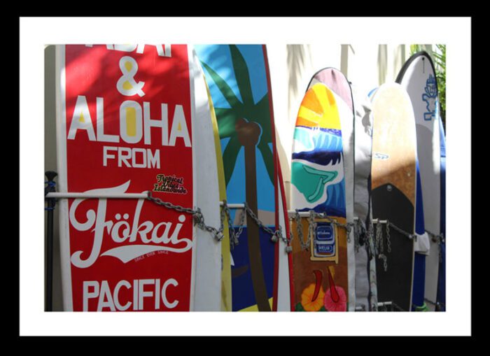 Framed Surfboards in Honolulu, Original Photograph by Kim A. Bailey