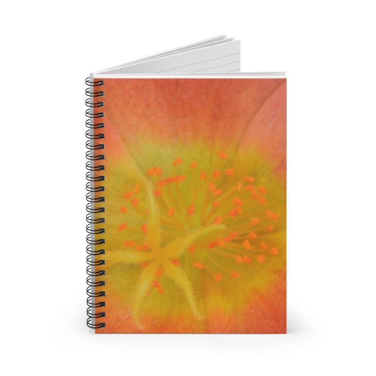 Spiral Notebook "Yellow Stamen" Photograph by Kim A. Bailey - Ruled Line with Pocket