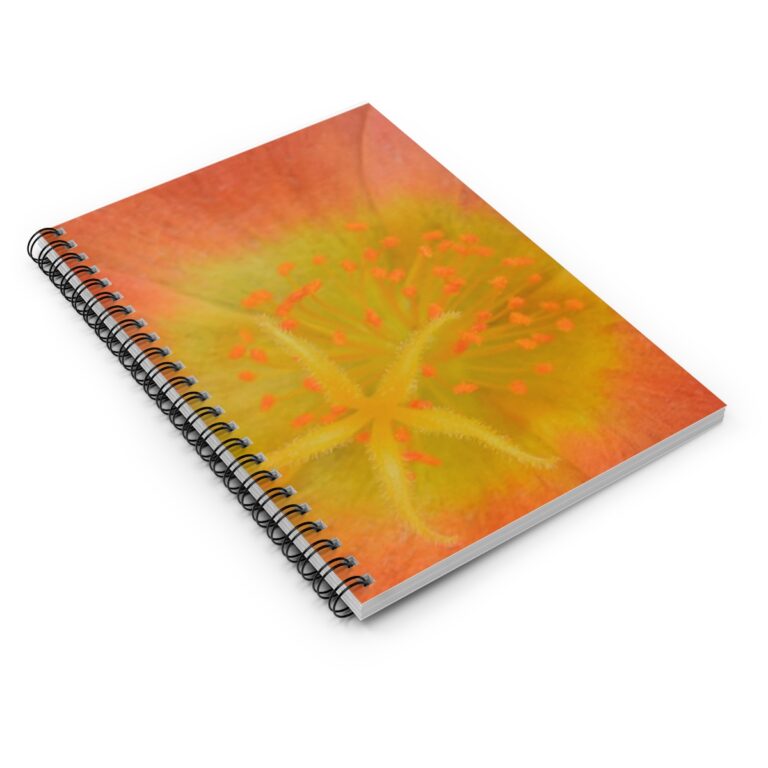Spiral Notebook "Yellow Stamen" Photograph by Kim A. Bailey - Ruled Line with Pocket
