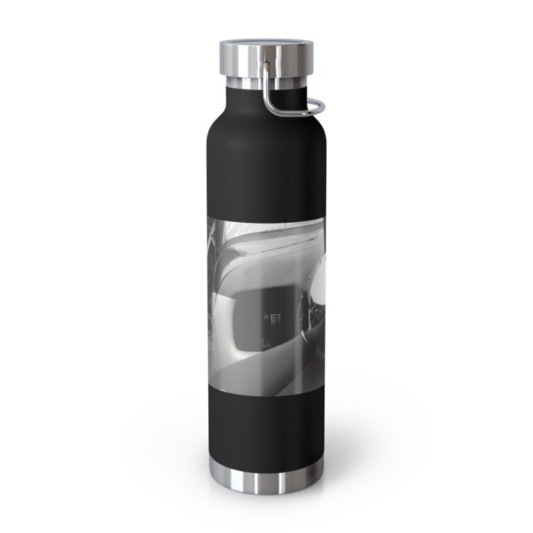 Copper Vacuum Insulated Bottle, 22oz "Black and White Propeller" by Kim A. Bailey