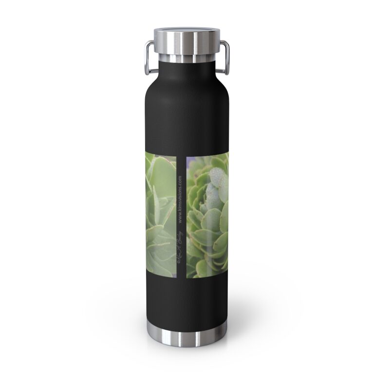Copper Vacuum Insulated Bottle, 22oz "Green Succulent Cluster" by Kim A. Bailey