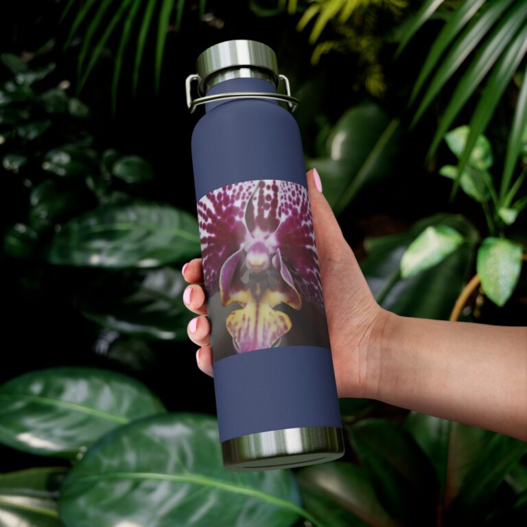 Copper Vacuum Insulated Bottle, 22oz "Purple Orchid" by Kim A. Bailey